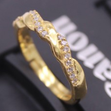 Twisted wave cz silver gold vermeil ring